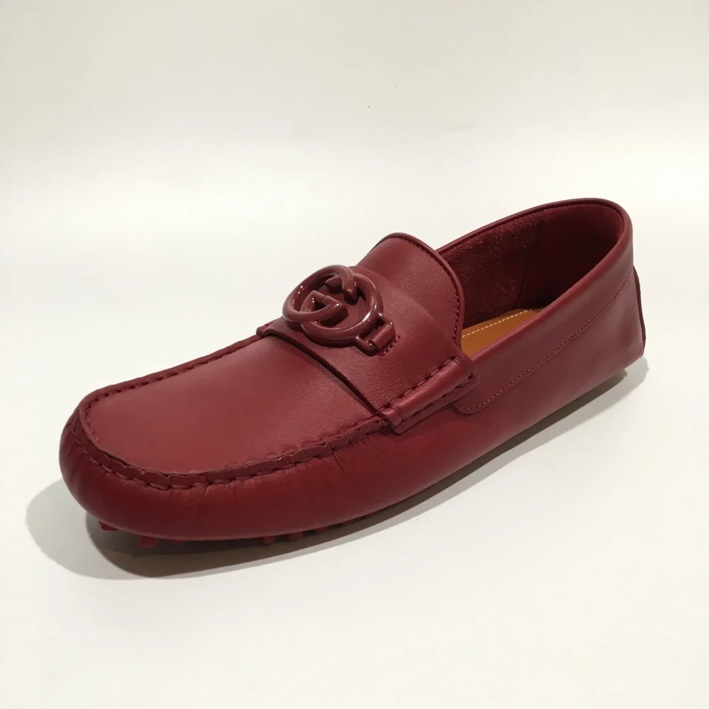 GUCCI INTERLOCKING G DRIVING MOCCASINS -RED CALF LEATHER -MEN’S US 9 -NEW - Picture 1 of 11
